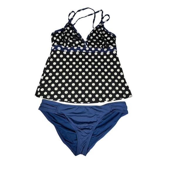 Cole of California Swimsuit Womens Large Polka Dot Tankini Two Piece Set Beach - Picture 1 of 10